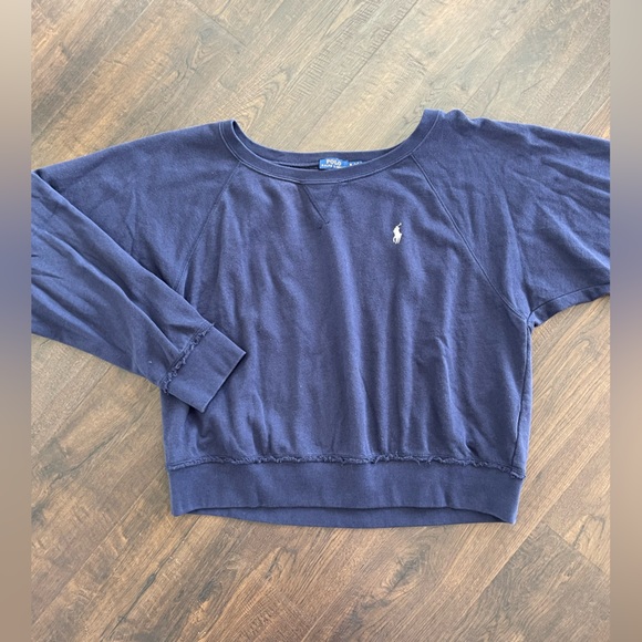 POLO RALPH LAUREN Navy Blue White Oversized Crewneck Sweatshirt Classic Size XL - Picture 6 of 10